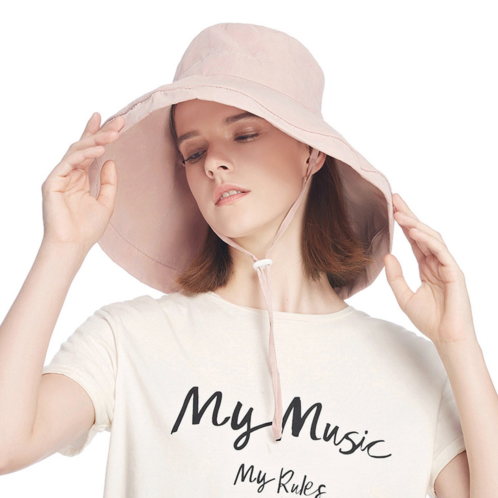 Zomer Zon Hoeden Dames Solid Plain Elegante Brede Rand Hoed Vrouwelijke Ronde Panama Beach Opvouwbare Brede Rand Cap Vrouwen: Roze