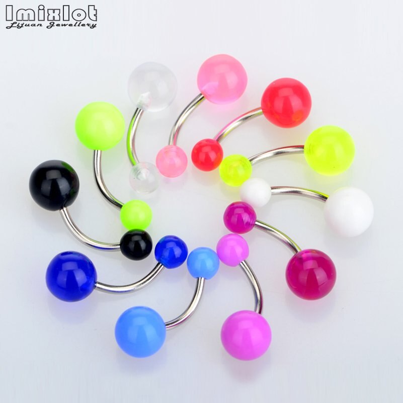 45Pcs Mixed Acryl Spike/Bal Navel Wenkbrauw Lip Tong Ring Neusringen Studs Buik Piercing Barbell Lichaam Sieraden