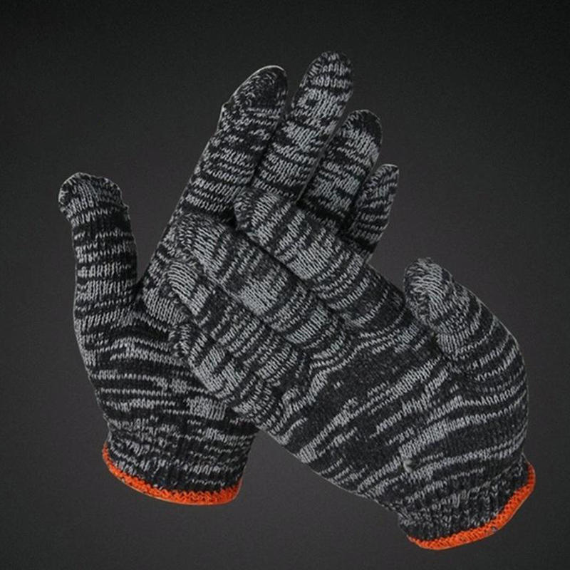 24-delige beschermende handschoenen Katoenen draadhandschoenen Werk dik nylon Zwart garen Slijtvaste katoenen draadhandschoenen