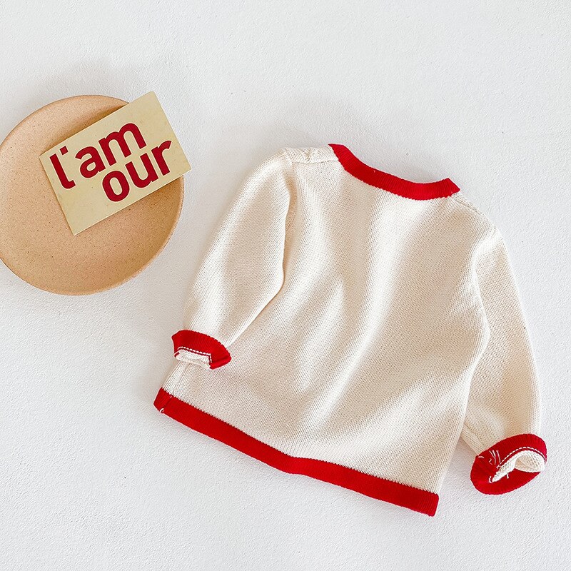 Baby Girl Knitted Cardigan Heart Sweater Coat Solid Sweater Kids Single-breasted Outerwear Toddler Girl Sweater