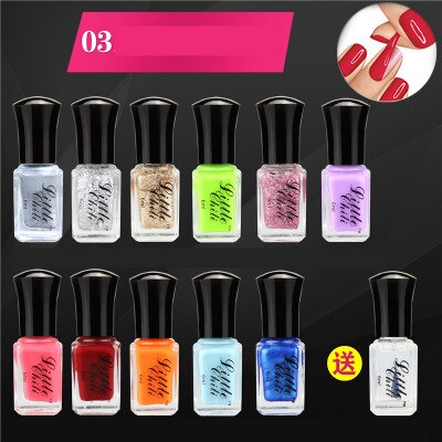 12 Bouteilles Pack 6 ml/chaque Peel Off Vernis À Ongles De Couleur de Sucrerie Nail Art 11 Couleurs + 1 Transparent Top Coat: SET 3