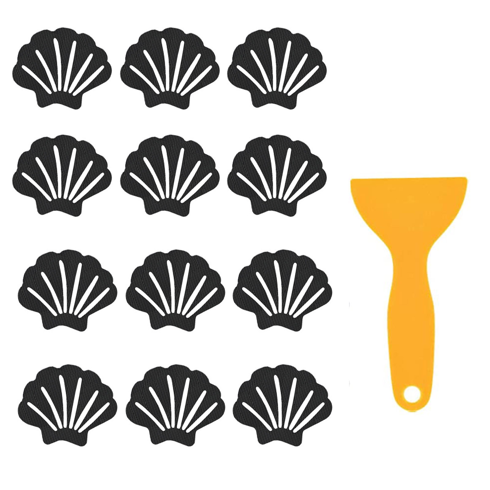 Lot de 6/12 autocollants antidérapants en caoutchouc, pour salle de bain, baignoire, douche, bande antidérapante, en forme de coquille, pour sol de bain: B 12PCS
