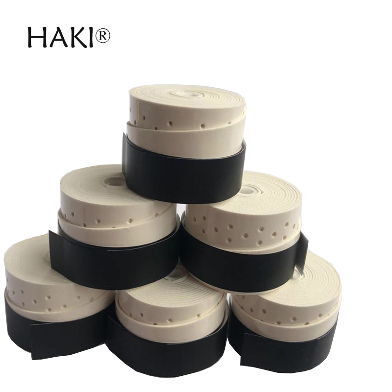 HAKI-empuñaduras de tenis adhesivas, mango de raqueta de tenis perforada, de color negro, sobre agarre, 10 Uds.,: Blanco