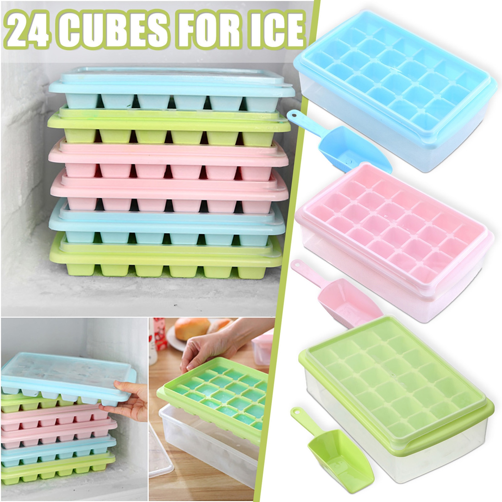 24 Grid Ice Cube Mold Silicone Ice Cube Tray Square Ice Tray Mould Easy Release Silicone Ice Cube Form Bar Kitchen Accessories