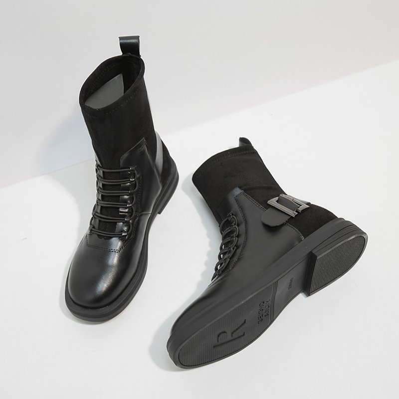 Ankle Boots Female Botas Zapatos Mujer Round Toe Black Boots Feminina Platform Shoes Chelsea Boots Ladies Shoes