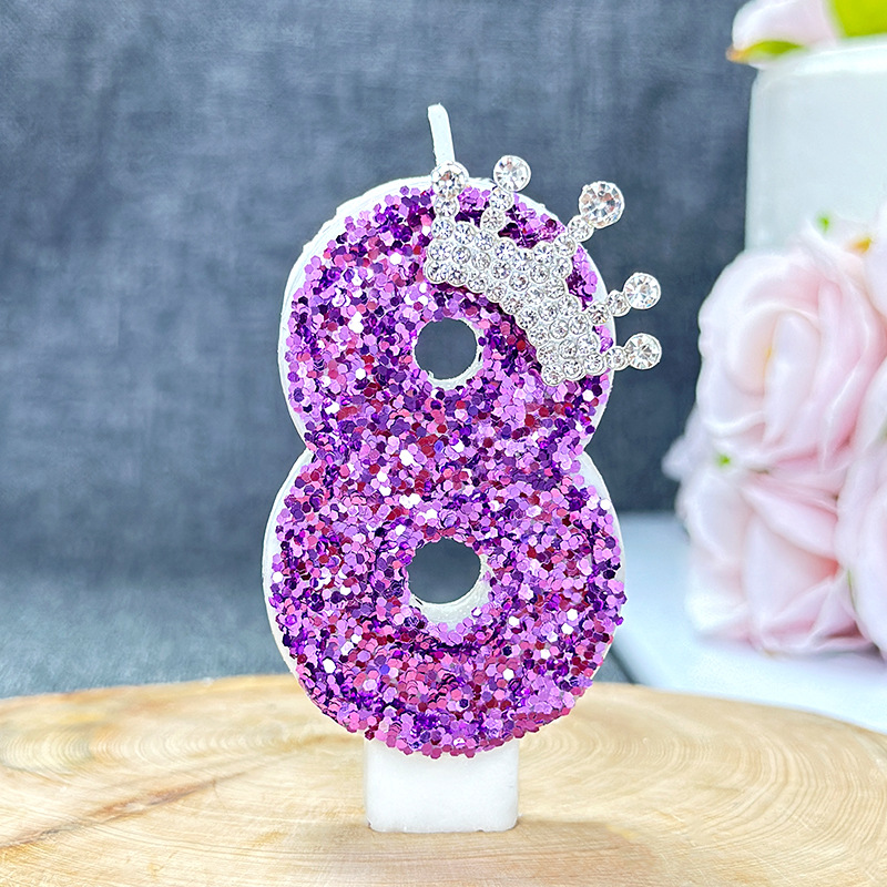 Purple digital birthday candle cake decoration birthday candle: Fluorescent Pink