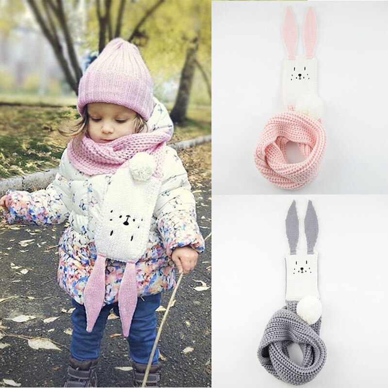 Nette Karikatur Kaninchen Baby Schal Winter Warme Baby Mädchen Jungen Schals Weiche Gestrickte Hals Wärmer freundlicher freundlicher Schals