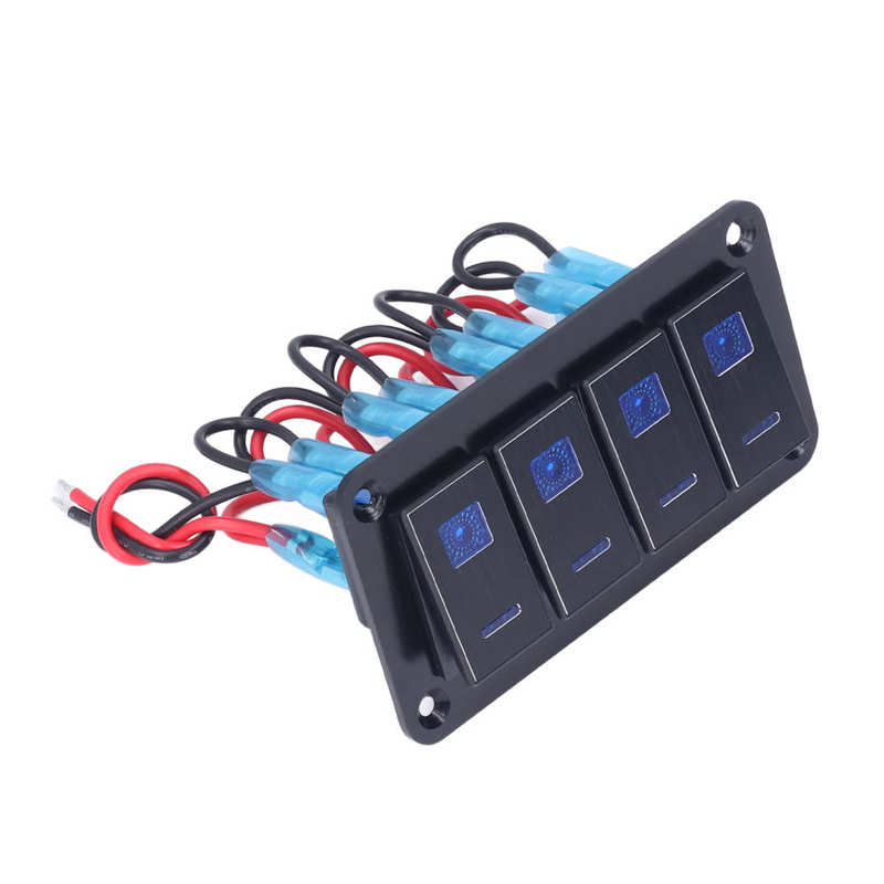 4 Gang Rocker Switch Panel Toggle Switch DC12‑24V for Boats for Yachts