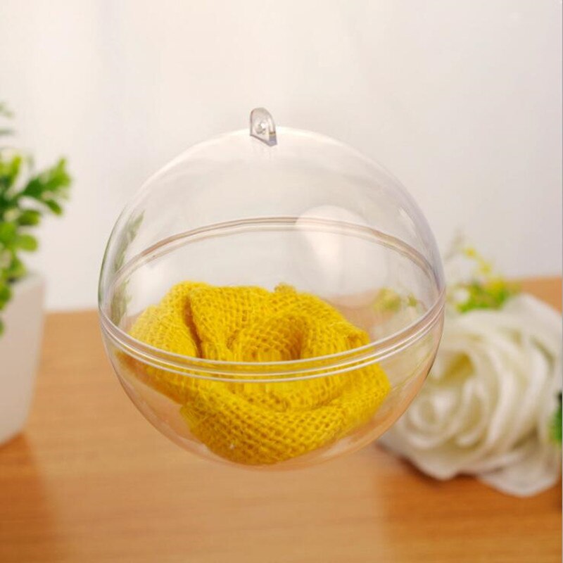 50pcs/pack Diameter=8cm High Transparent Plastic Hollow Ball Christmas Ball Ornament Candy Box Immortal Flower Hanging Globe