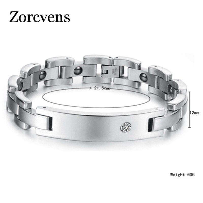 Zorcvens Liefhebbers Magnetische Gezondheid Armbanden Bangles 316L Rvs Zirconia Armband Voor Vrouwen Mannen