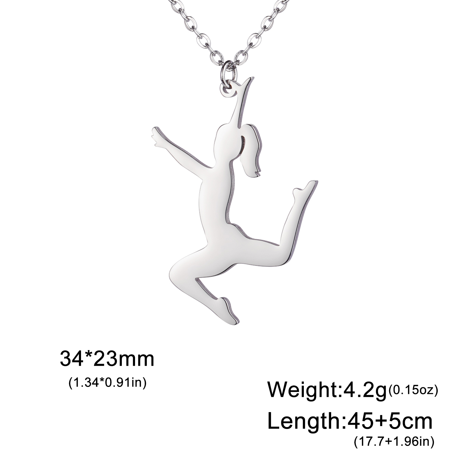 Teamer Gymnastics Necklace for Women Girls Sports Pendant Stainless Steel Jewelry Dancer Gymnast Birthday: Gold-color