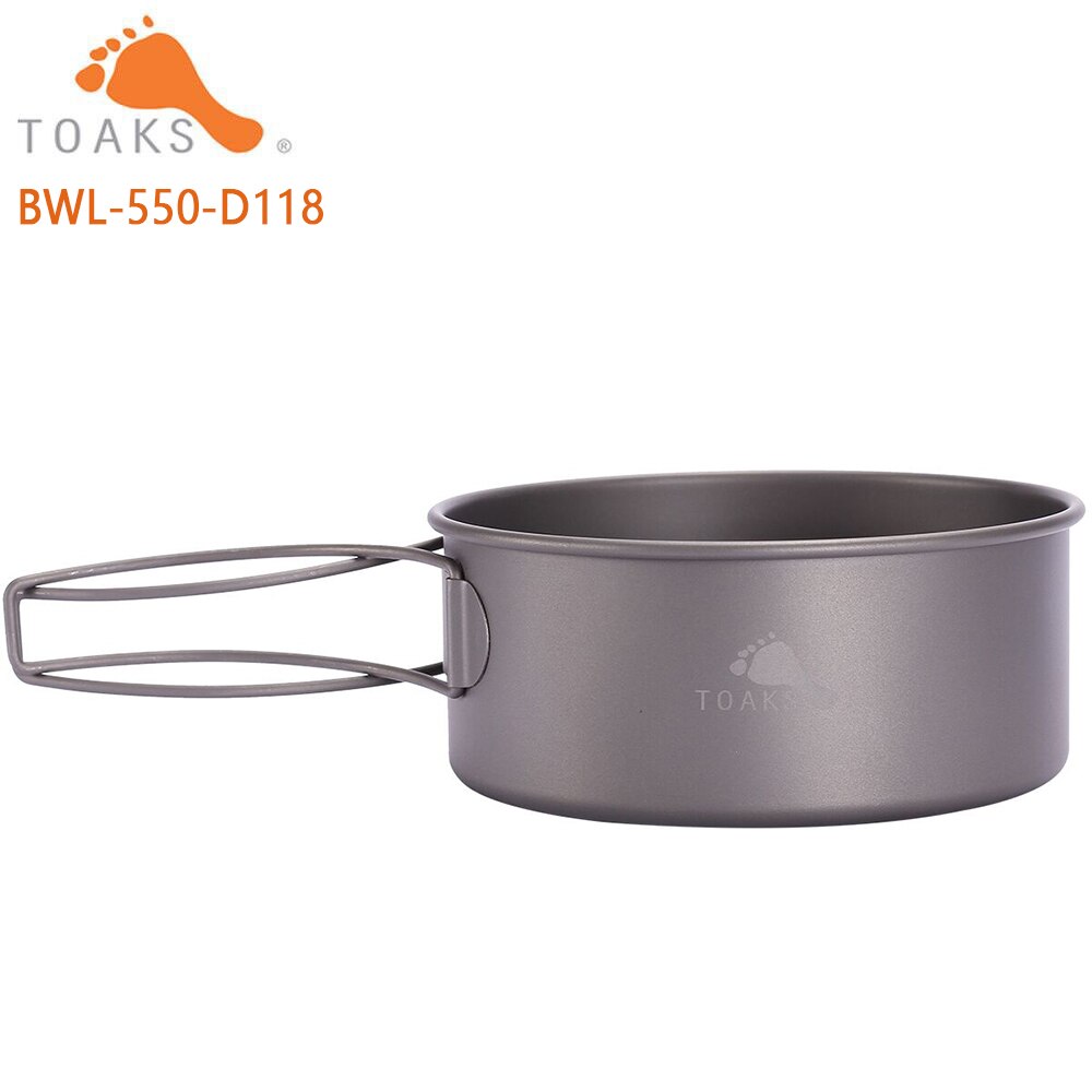 TOAKS Camping Titan Schalen 550ml Mit Titan Klapp Griffe Klapp Schüsseln Kochgeschirr D103MM &Ampere; D118MM: BWL-550-D118
