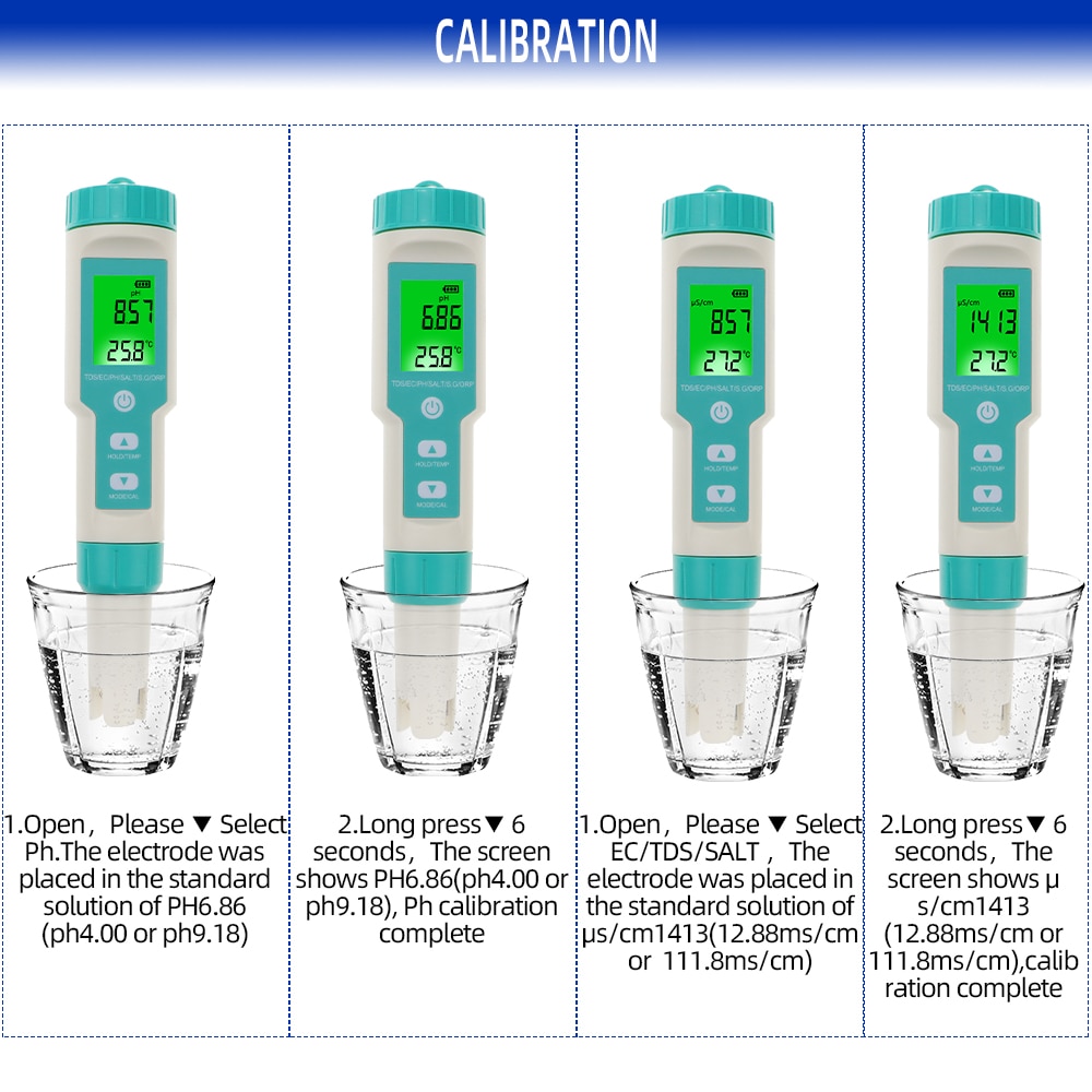 Digitale 7 In 1 Ph/Tds/Ec/Orp/Zoutgehalte/S. G/Temperatuur Meter Water Monitor Tester Drinkwater Aquaria Ph Meter