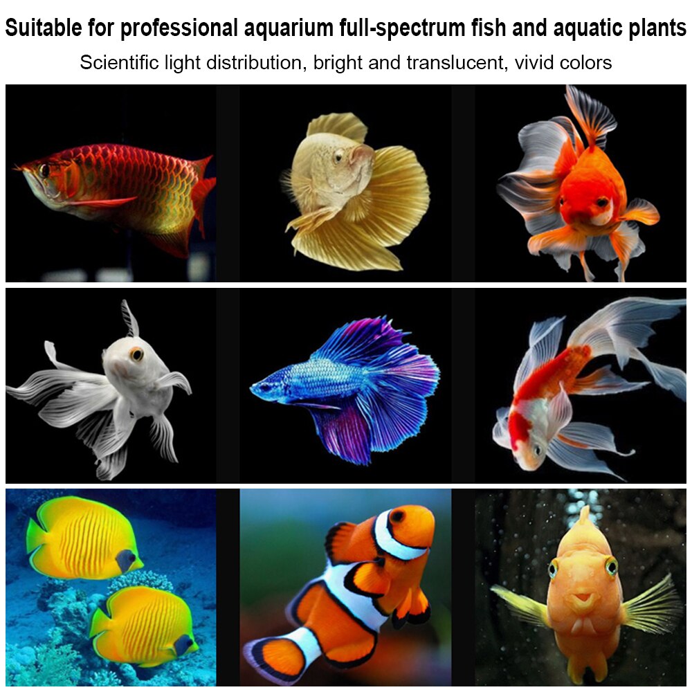 Full Spectrum LED Aquarium Lights RGB Fish Tank Light Extendable Brackets Lamp with Remote Control