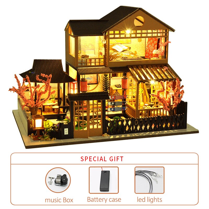 Bricolage maison de poupée Miniature Kit maison de poupée meubles 1:24 3D à la main en bois modèle Vintage assemblage jouets d'anniversaire pour les enfants: K