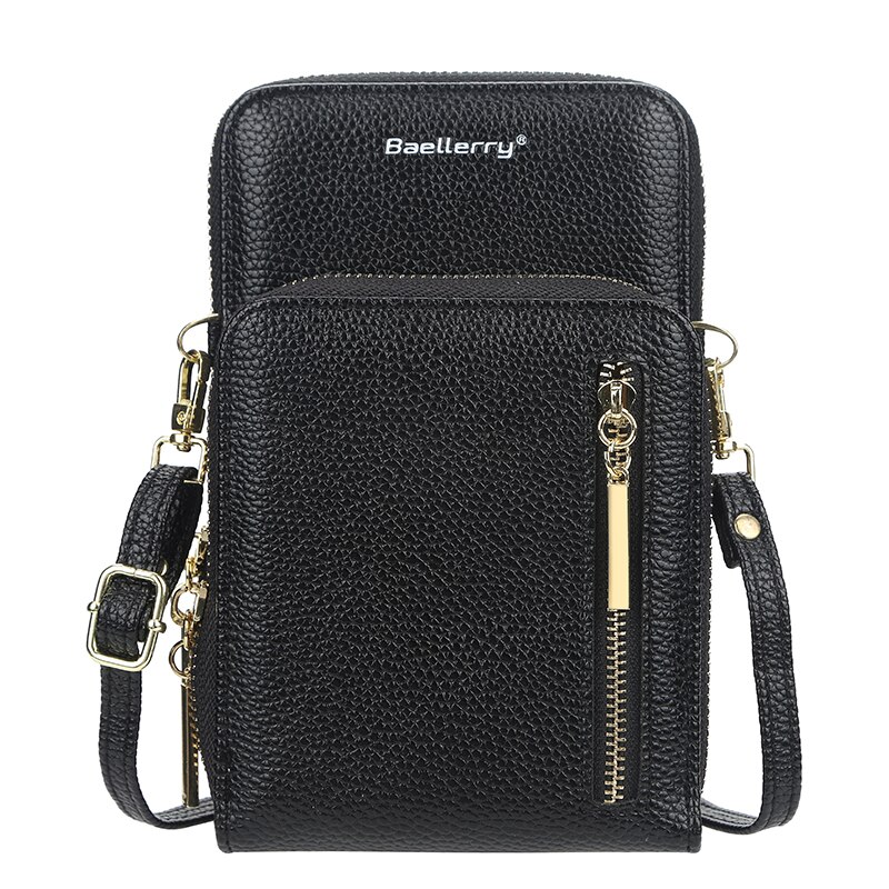 Crossbody mobiltelefon skulderveske mobiltelefon veske daglig bruk kortholder mini sommer skulderveske for kvinner lommebok: Svart