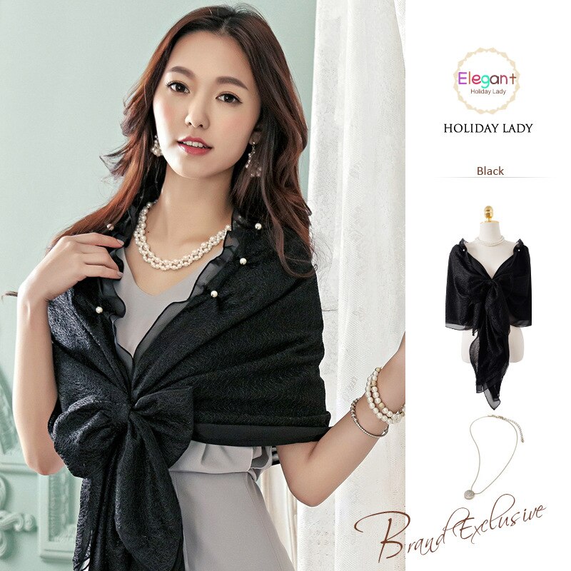 Bolero Women Cape Evening Prom Dress Shawls Pearl Lace Bolero Bridal Mariage Shrugs Black White Blue Pink Wedding Wraps Bolero: Black