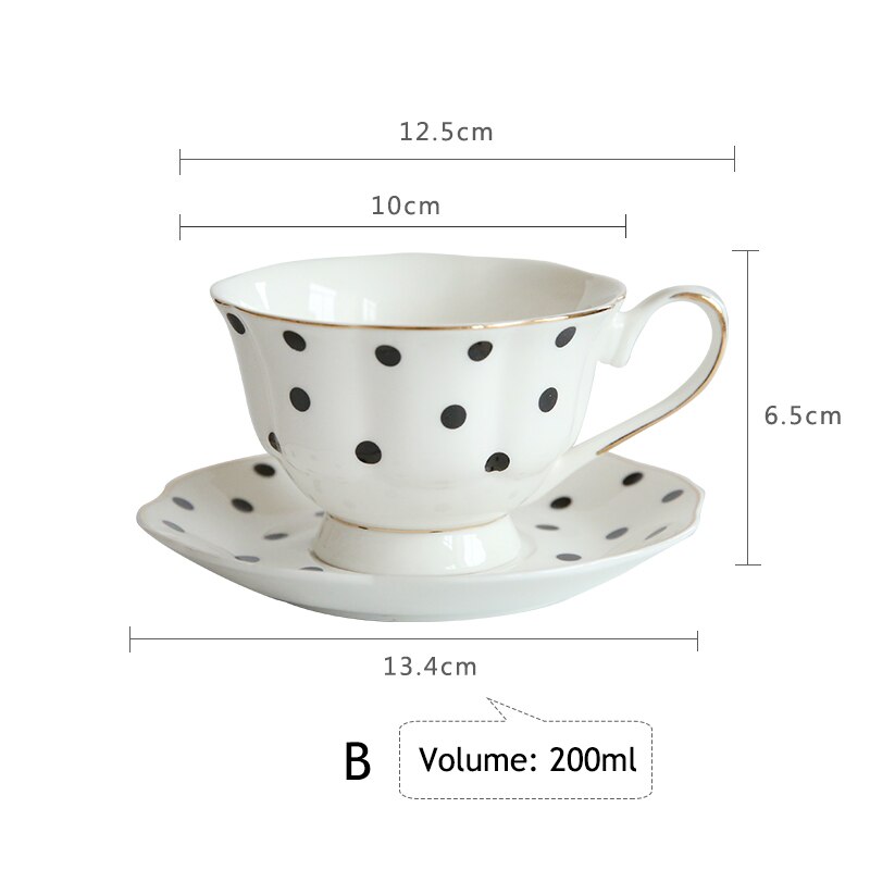 1pc Flower Shaped Coffee Cup Saucer Set European Style Ceramic Afternoon Tea Set Fine Bone China Tea Cup Gold-rimmed Drinkware: B