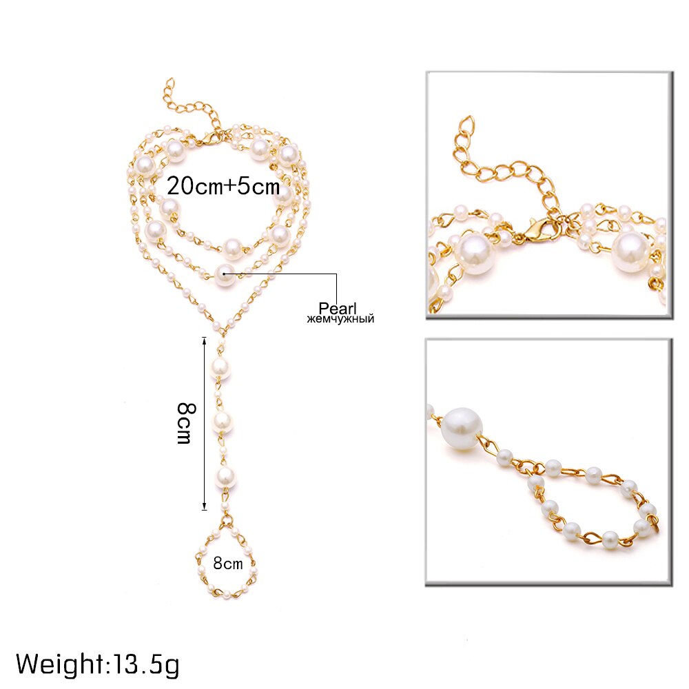 Ingemark Bohemia Multilayer Simulated Pearl Anklet Bracelet Summer Charm Toe Anklet Barefoot Sandal Beach Foot Jewelry for Women