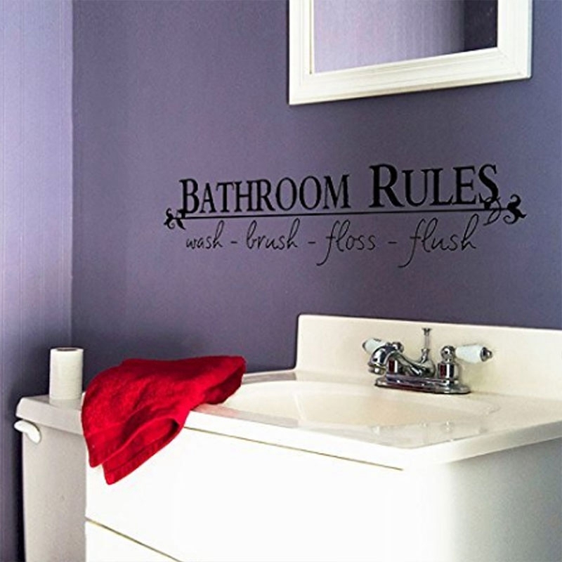 Bathroom Art DIY Toilet Rules Waterproof Quote Word Wall Stickers Bathroom Removable Sticker Wallpaper Home Bath Decal Decor