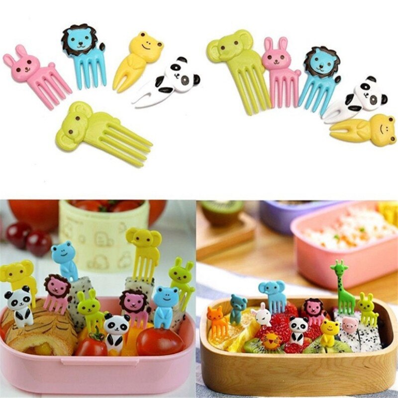 10pc/set Children's Fruit Fork Kitchen Gadgets Unicorn Fruit Fork Unicorn Party Cartoon Lunch Box Sign for Kitchen Accessories-S