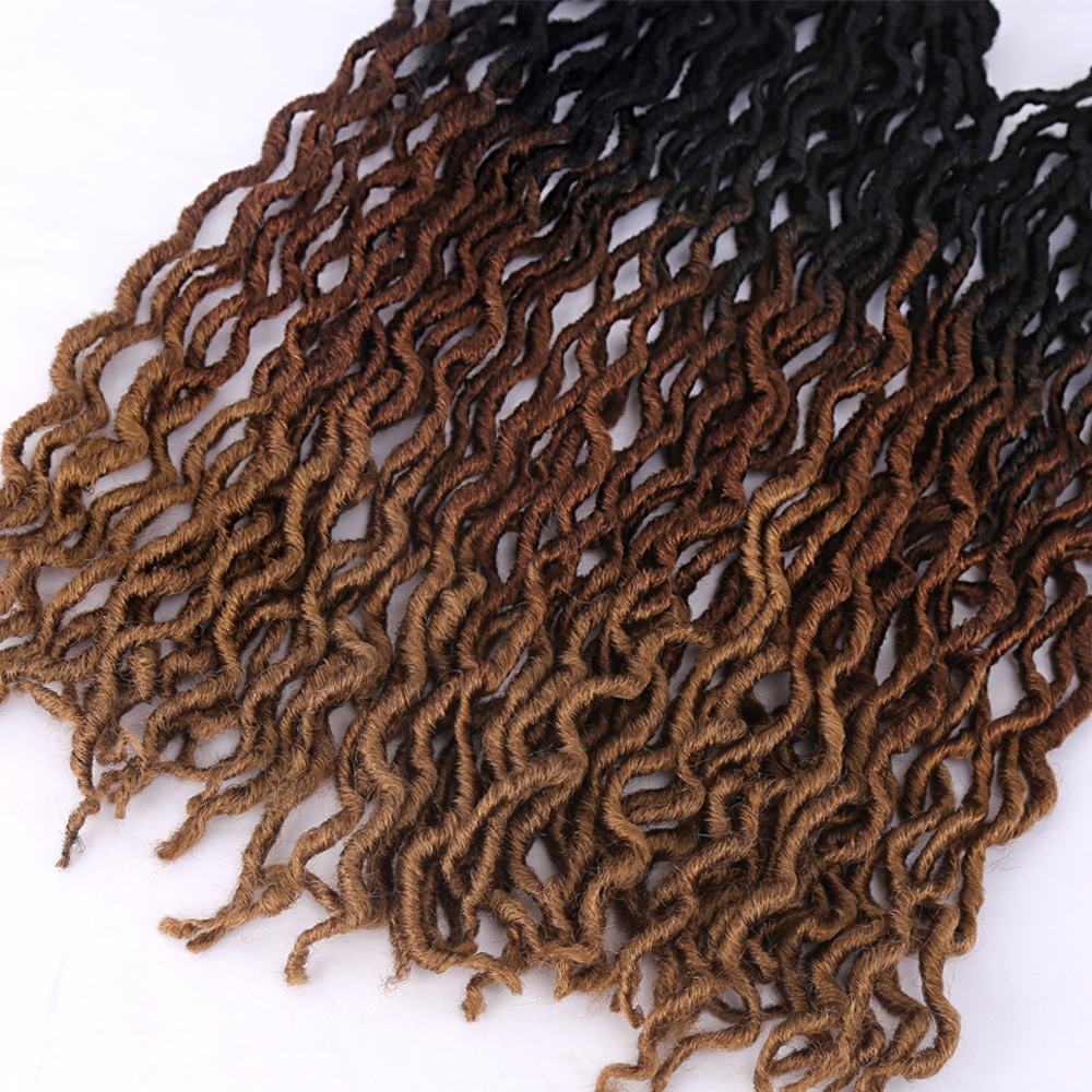 Diosa Faux Locs Crochet pelo suave rizado rastas extensiones de cabello trenzado sintético pelo Ombre Crochet Locs trenzas al por mayor