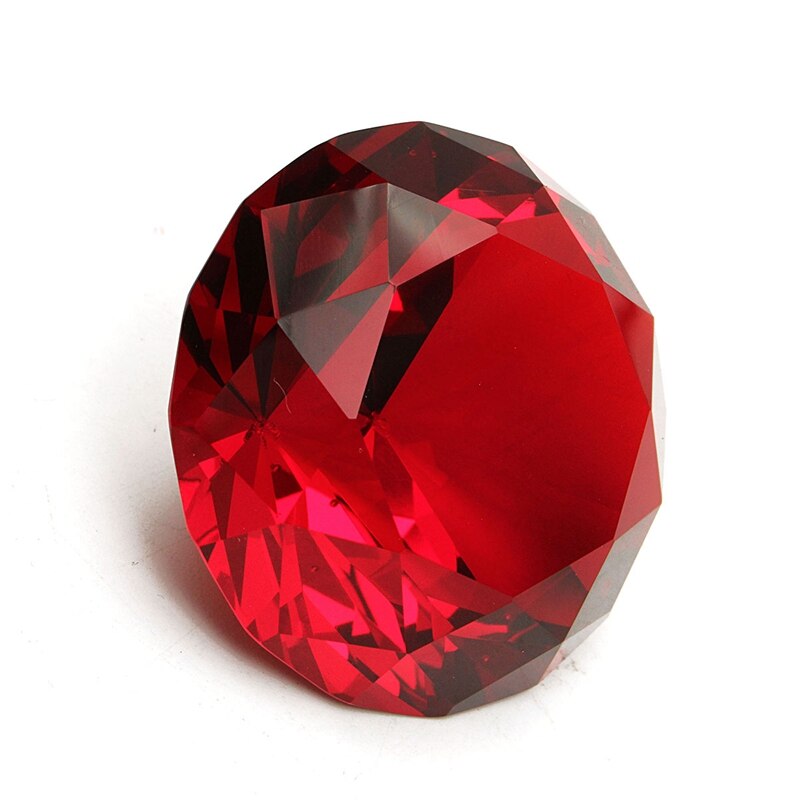 Kiwarm 1pc 40mm rød diamantformet krystal papirvægt mini papirvægt håndværk diy smykker bryllup hjem dekoration ornamenter