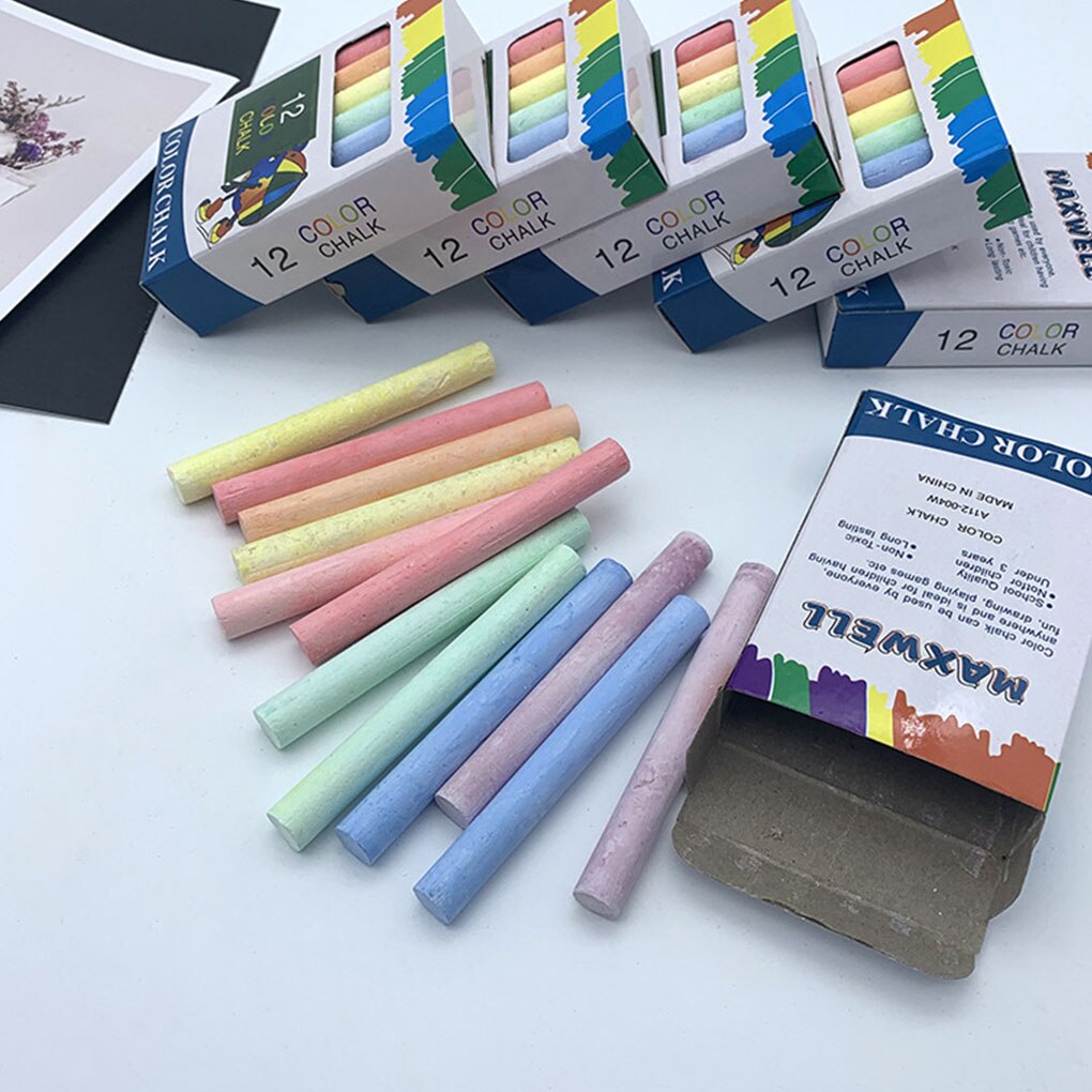 12 pcs/Lot Dustless Teacher Colour Chalk Pen Drawing Chalks For Blackboard Stationary Office