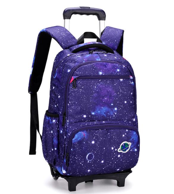 school bag with wheels kids wheeled backpack for boys Children School trolley bags travel luggage School Rolling backpack Bags: 2  wheels  blue