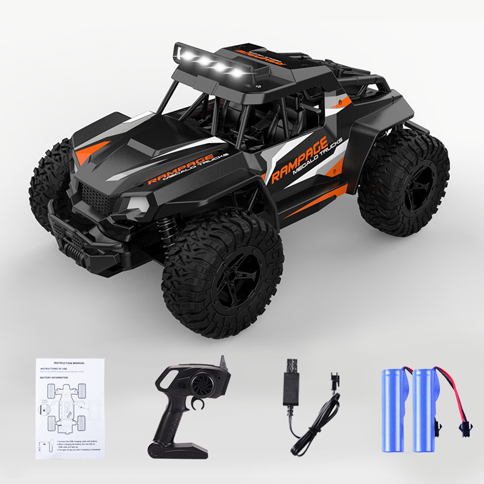 K14-4 1/14 Rc Auto Off-Road Auto Klimmen Auto Hoge Snelheid Auto Racewagen Afstandsbediening Auto 2.4Ghz rc Auto Cadeau Voor Kinderen Jongens: black 2 batteries