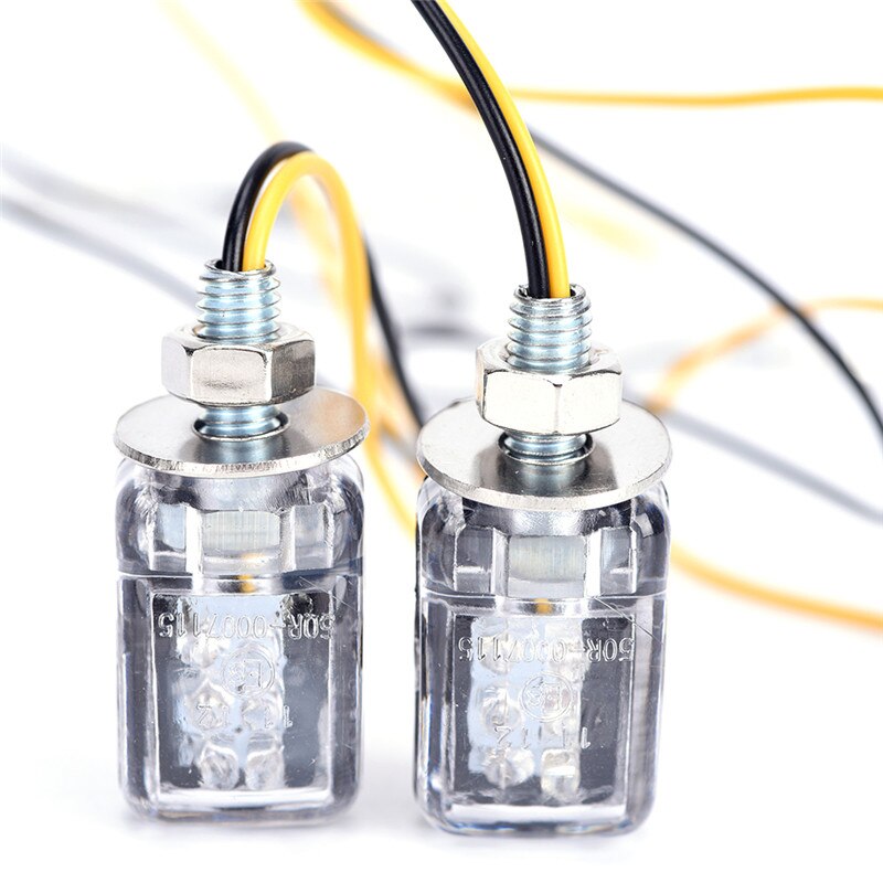 2 Stuks 12V 6LED Motorfiets Mini Amber Knipperlichten Blinker Indicator Zwart