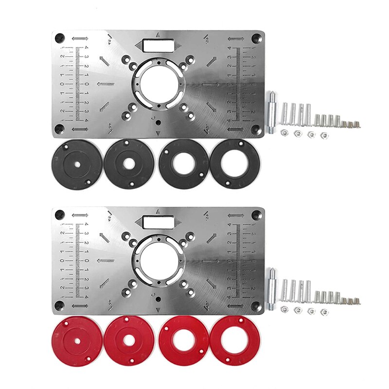 Aluminium Router Table Insert Plate Woodworking Benches Router Plate Wood Tools Milling Trimming Machine with Rings