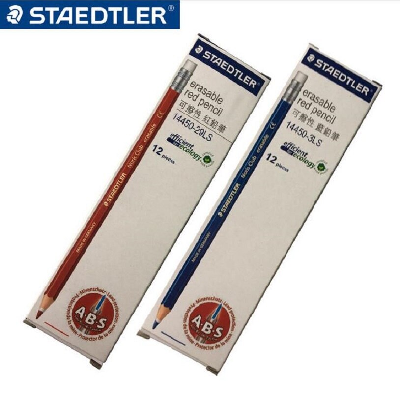 Staedtler 14450 fargeblyanter rød/blå slettende blyant tegne skrive skrivesaker 12 stk/eske