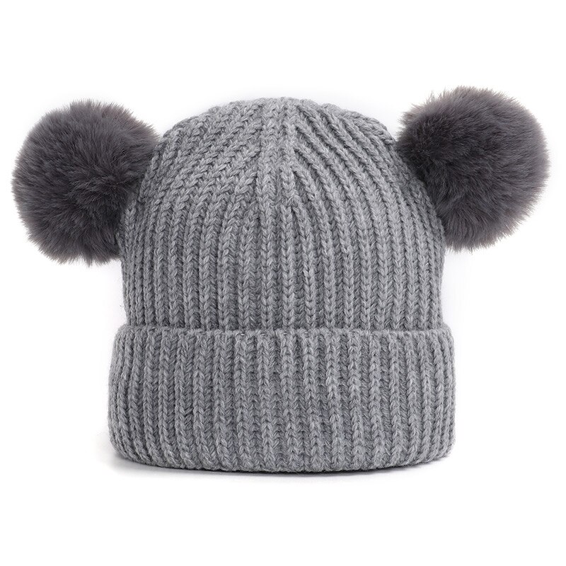 Baby Hat Pompon Winter Children Hat Knitted Cute Cap For Girls Boys Casual Solid Color Girls Hat Baby Beanies Children: Gary