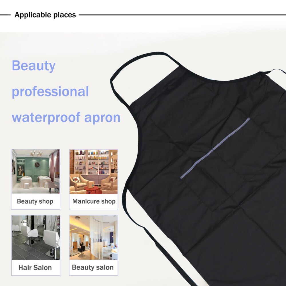 Schoonheidssalon schort werkkleding multifunctioneel kappersschort voorzakken beschermende schort (zwart, rando)