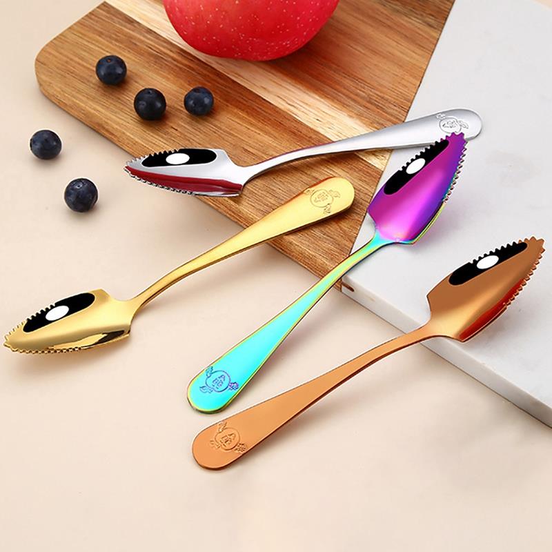 Juego de cucharas de pomelo, cuchara creativa de acero inoxidable para raspar fruta, cuchara de postre, vajilla de cocina, 4 Uds.