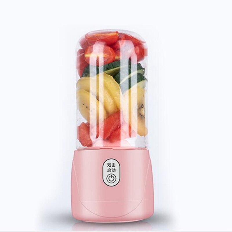 6 Blades Portable Juicer Electric USB Rechargeable Smoothie Blender Machine Mixer Juice Cup Maker Fast Blenders,Pink