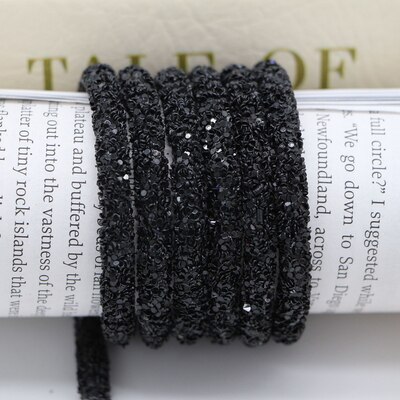 6mm harpiks glitter rhinestones tau rør ledning paljett trimming til diy smykker armbånd halskjede fest dekorasjon bryllup 1 verftet: Svart