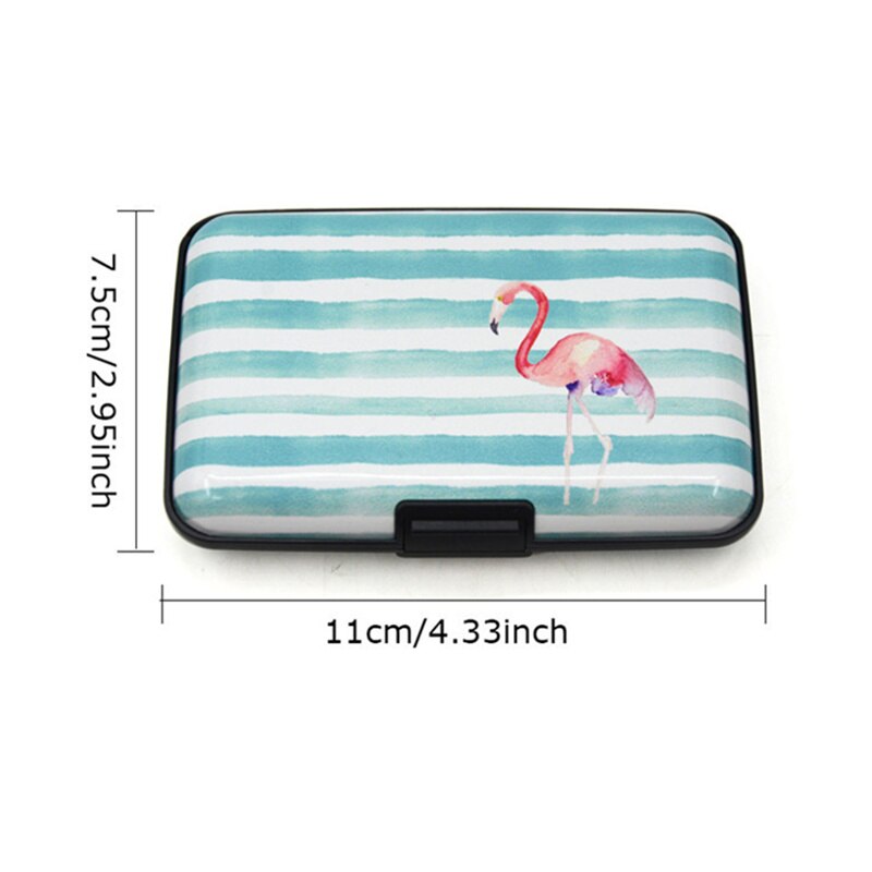 PURDORED 1 pc Flamingo Card Holder Aluminum Business ID Credit Card Case Holder RFID Card Wallet Case tarjetero