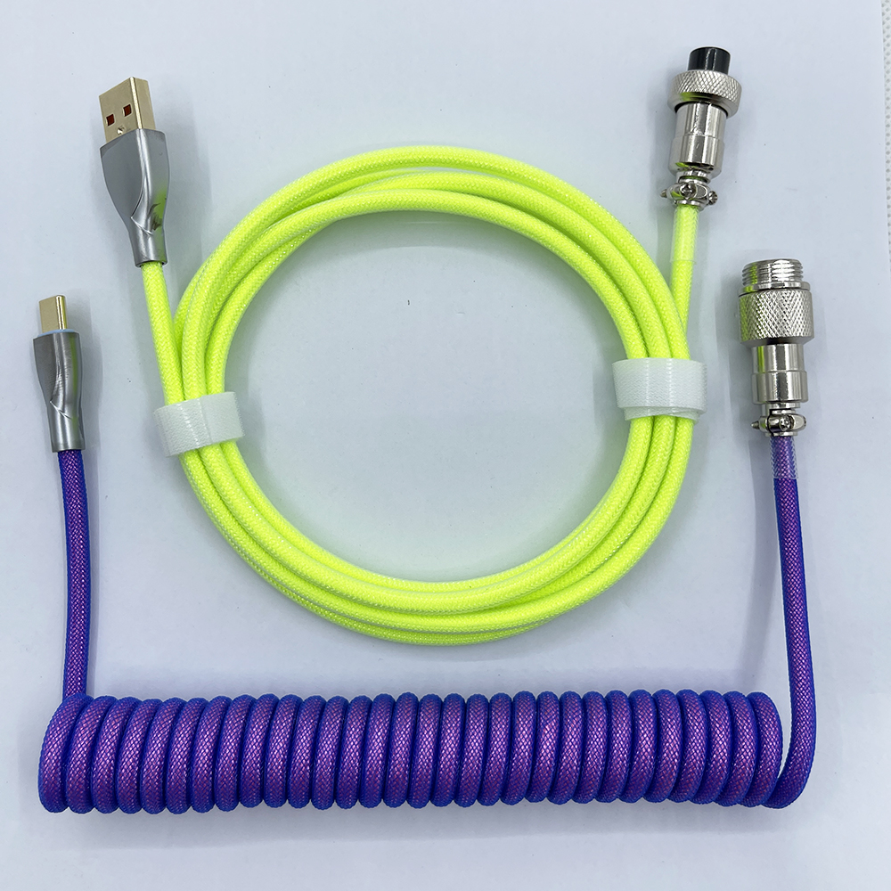 Cable en espiral para teclado mecánico, Cable de aviador tipo C a conector USB, Cable de aviación para teclado de juegos, accesorio: Oro