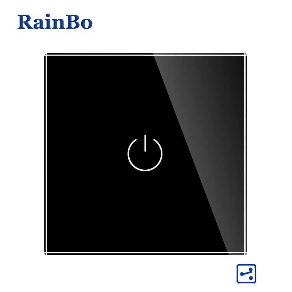 RainBo -Kristal Glas-Panel muur-schakelaar EU-Standaard 110 ~ 250V Touch-Schakelaar screen-Wall Light-Schakelaar 1gang-2way A1912CW/B