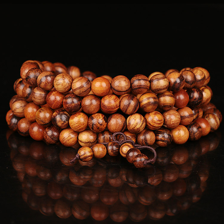 Cuentas de madera de sándalo Natural para hombre y mujer, pulseras de madera para meditar y rezar, 108 cuentas, Estilo Vintage, 6mm, 8mm