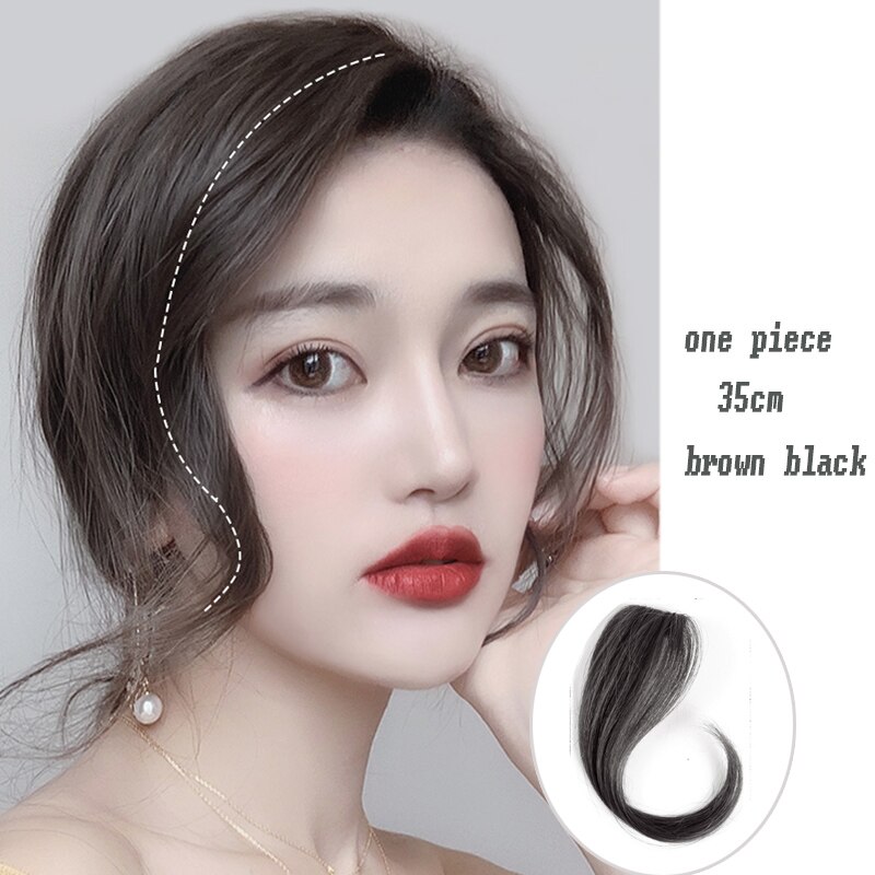 synthetic Bangs clip on Front Hair Side Fringe Hair Synthetic Hair Bangs Hairpiece Long Bangs Extensions for Women 25-35cm: 35-4-1