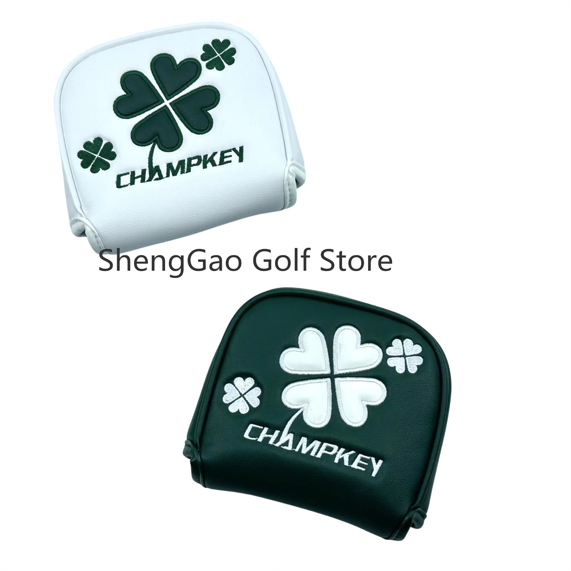 1Pc Lucky Clover Patroon Putter Cover Pu Lederen Grote Mallet Golf Head Cover Magnetische Sluiting Golf Head Cover