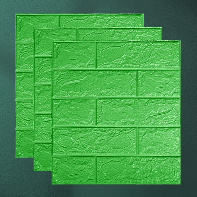 15/30pcs 3D Brick Wall Sticker Self-Adhesive DIY Waterproof Foam Wallpaper For Room Kitchen Roof Ceiling Background Wall Decals: Fruit green / 35x38.5cmx15pcs
