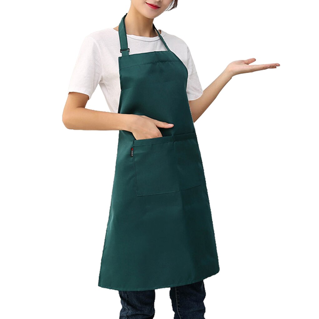 2pcs Unisex Work Apron For Men Black Apron Bib Adjustable Cooking Kitchen Restaurant Aprons For Woman With Pockets: green