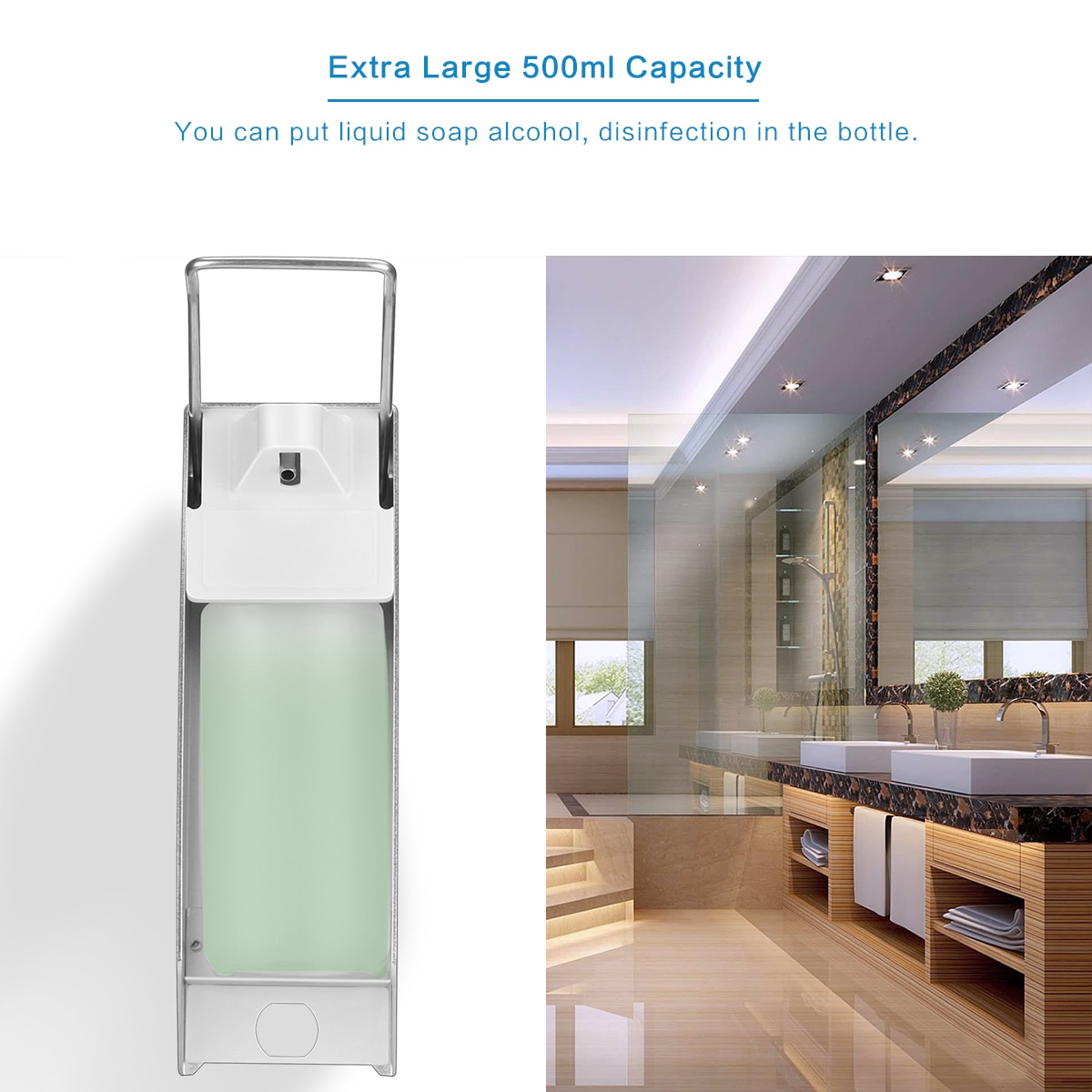 500ML / 17OZ Aluminium Alloy Elbow Sope Dispenser Wall-Mount Soap Lotion Pump Manual Type Elbow Sanitizer Dispenser