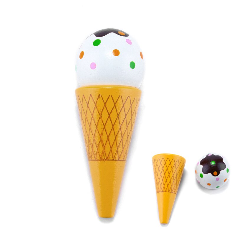 Wooden Ice Cream Pretend Play Food Kitchen Toys Educational Children Wooden Imitation Game for Kids Preschool Learn Montessori: Dark Khaki