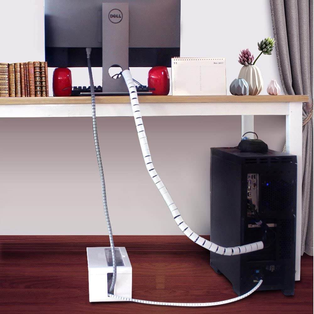 Cable Bundler Organizer Flexible & Expandable Cable Management Sleeve Coiled Tube Cable Collector- Dia. 22 mm, 100 cm Length