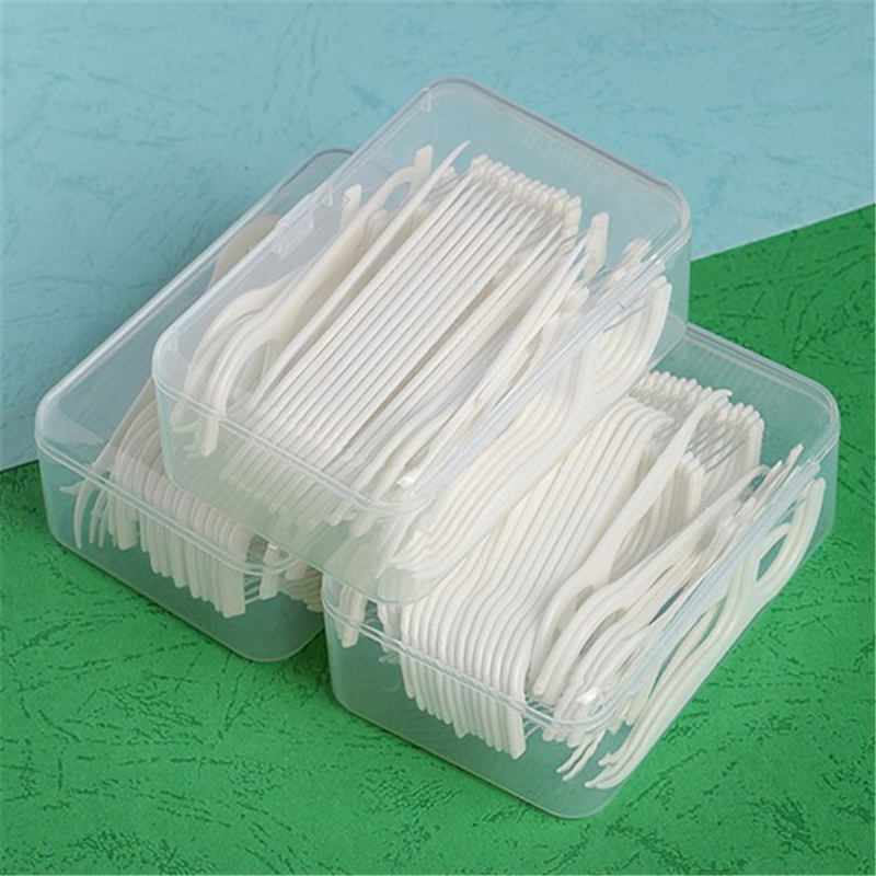 50pcs Dental Floss L Shape Push-Pull Interdental Brush Teeth Stick Toothpicks tooth thread Clean Between Teeth Floss Brushes